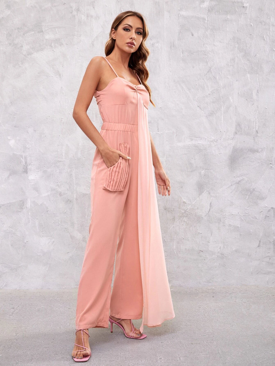 Ruched Patch Pocket Jumpsuit