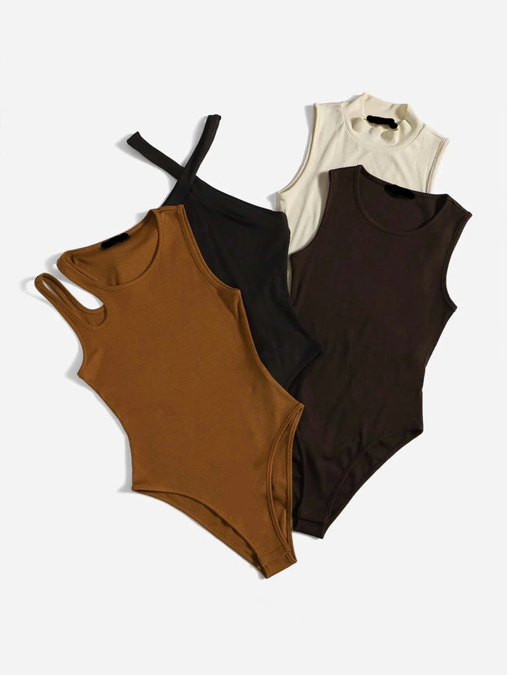 4 Piece Plain Round Neck Bodysuit