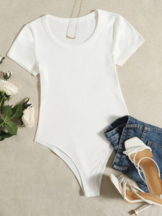 Scoop Neck Rib-Knit Bodysuit