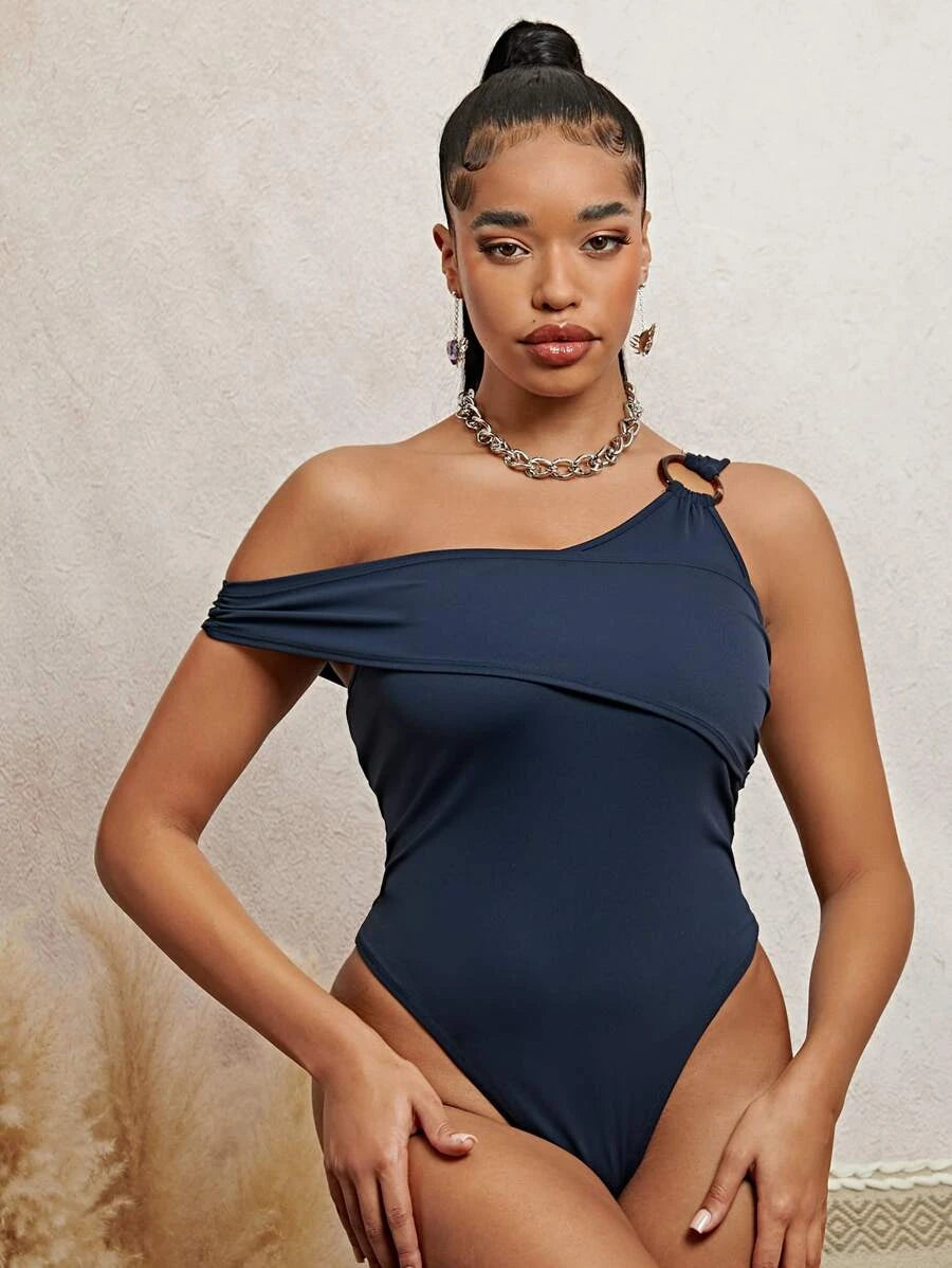 Asymmetrical Shoulder Fitted Bodysuit