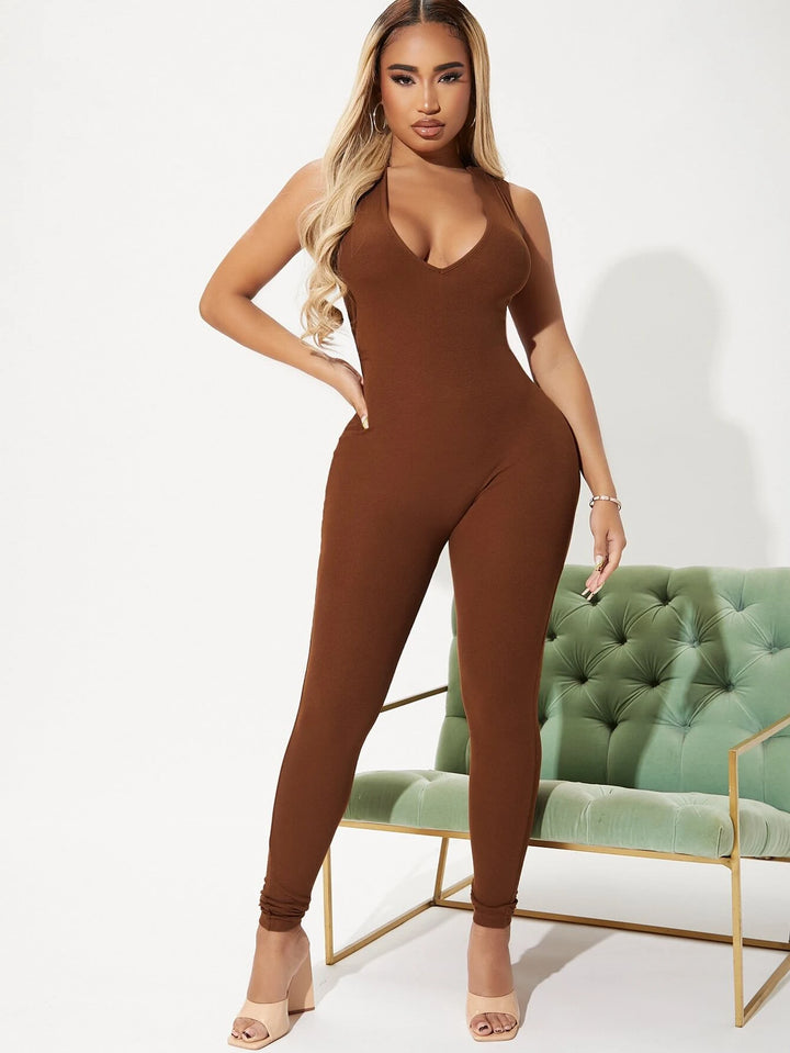 Cross Backless Unitard Jumpsuit