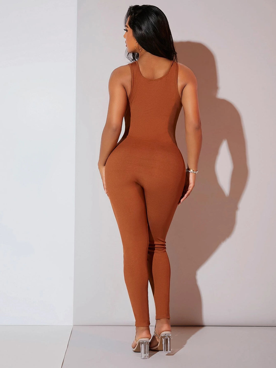 Ribbed Knit Unitard Jumpsuit