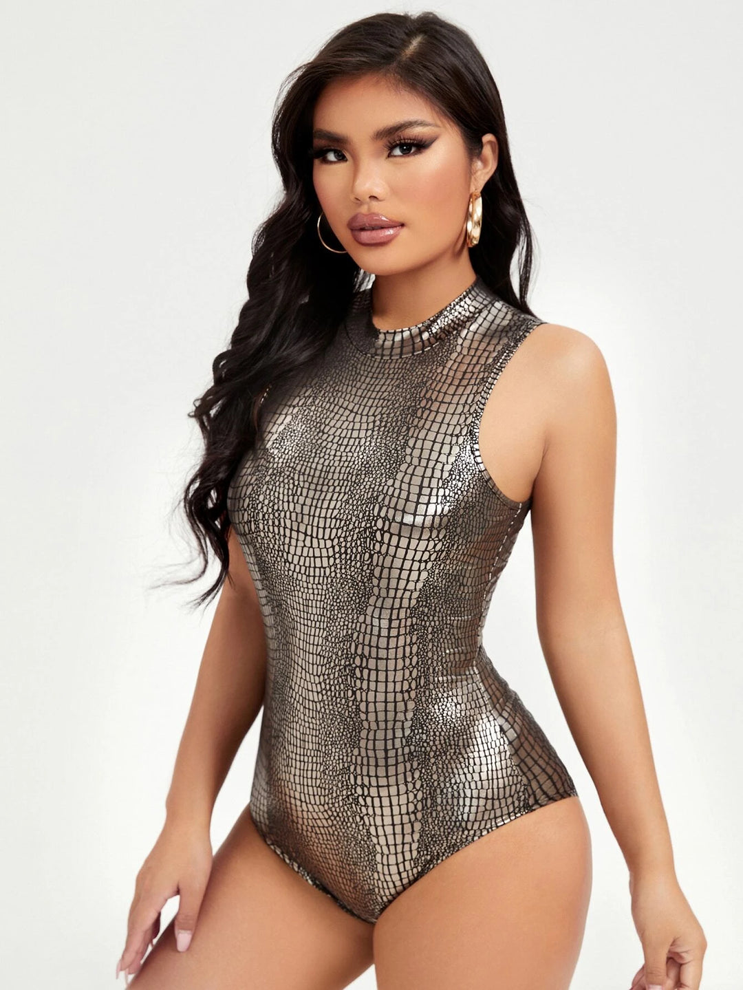 Crocodile Embossed Tank Bodysuit