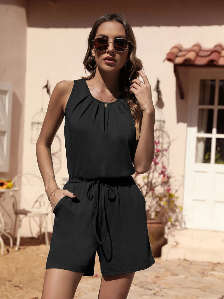 Solid Colored Knot Detail Jumpsuit