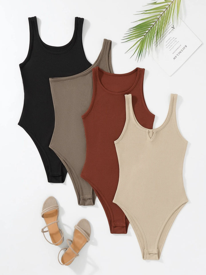 4 Pieces Rib-Knit Bodysuit