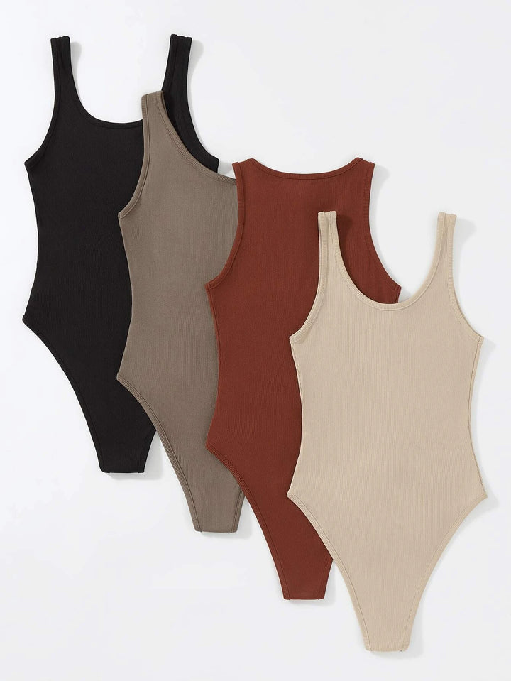 4 Pieces Rib-Knit Bodysuit