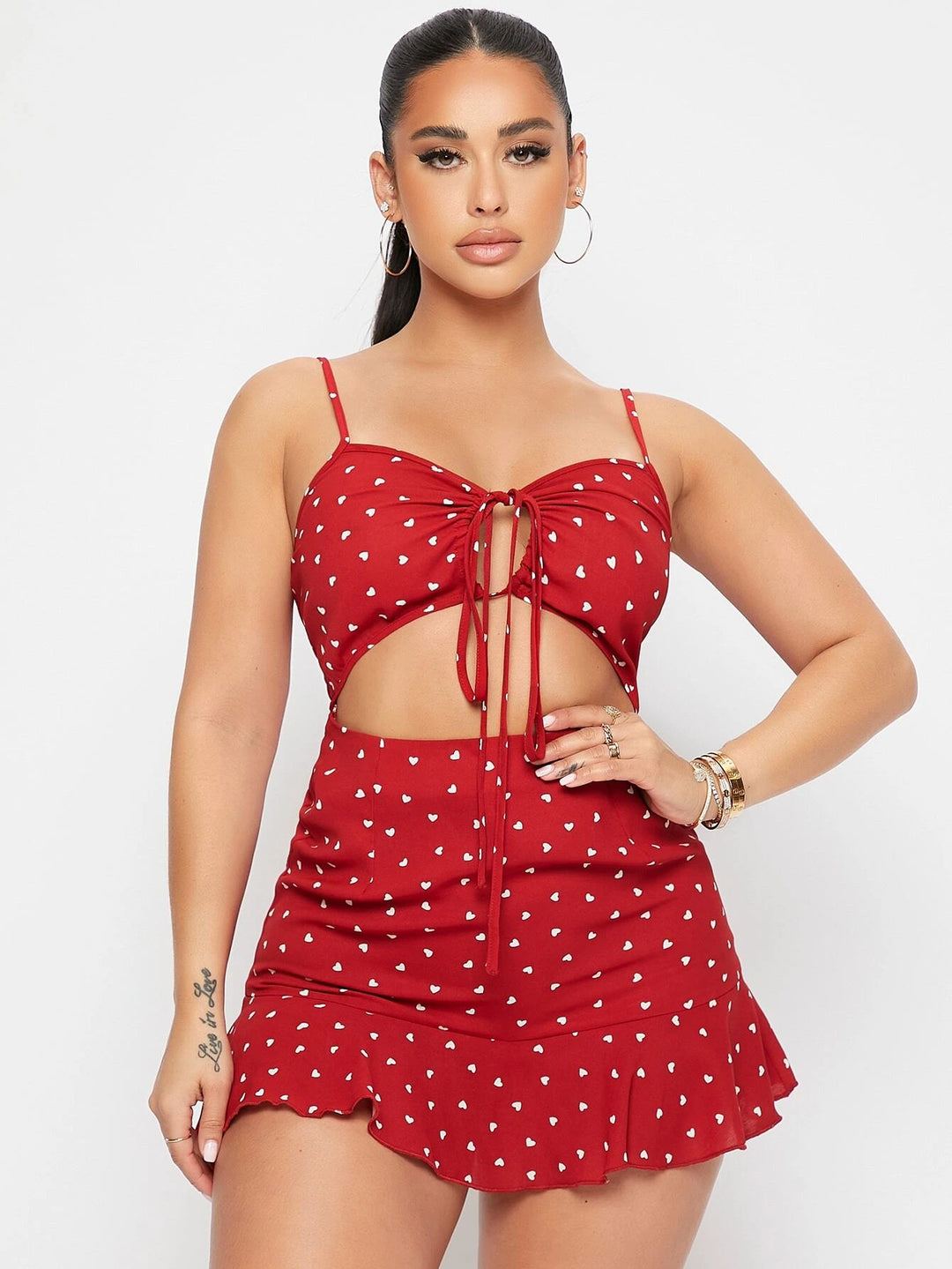 Printed Tie Front Short Romper