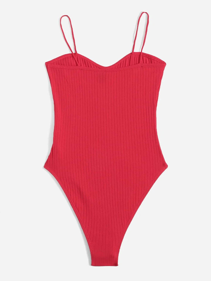 Solid Ribbed Cami Bodysuit