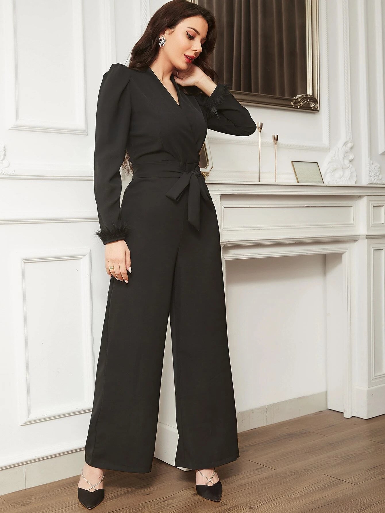 Puff Sleeve Belted Jumpsuit – Comfy Jumpsuits