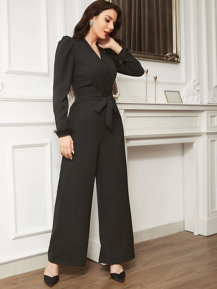 Puff Sleeve Belted Jumpsuit