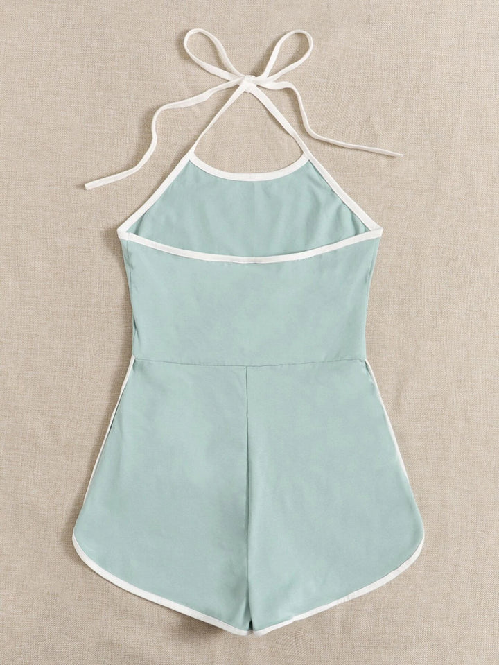 Contrast Binding Halter Romper