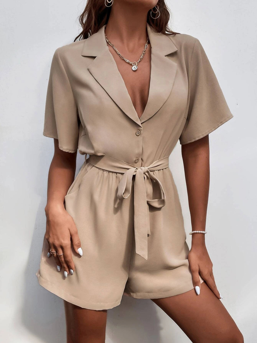 Belted Shirt Style Romper