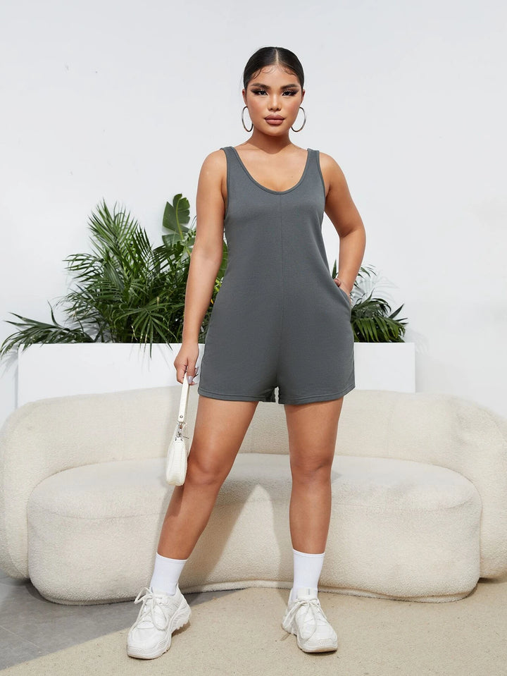 Scoop Neck Open Back Romper