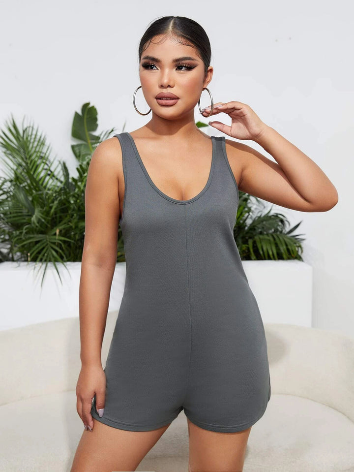 Scoop Neck Open Back Romper