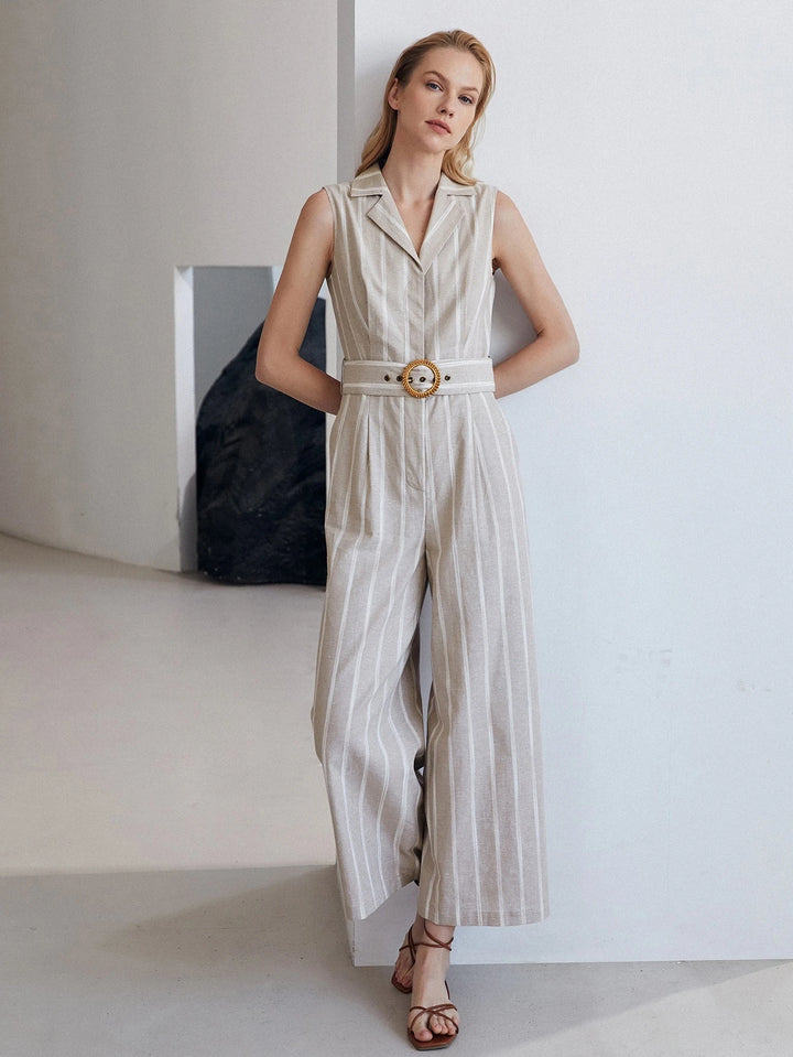 Sleeveless Belted Jumpsuit