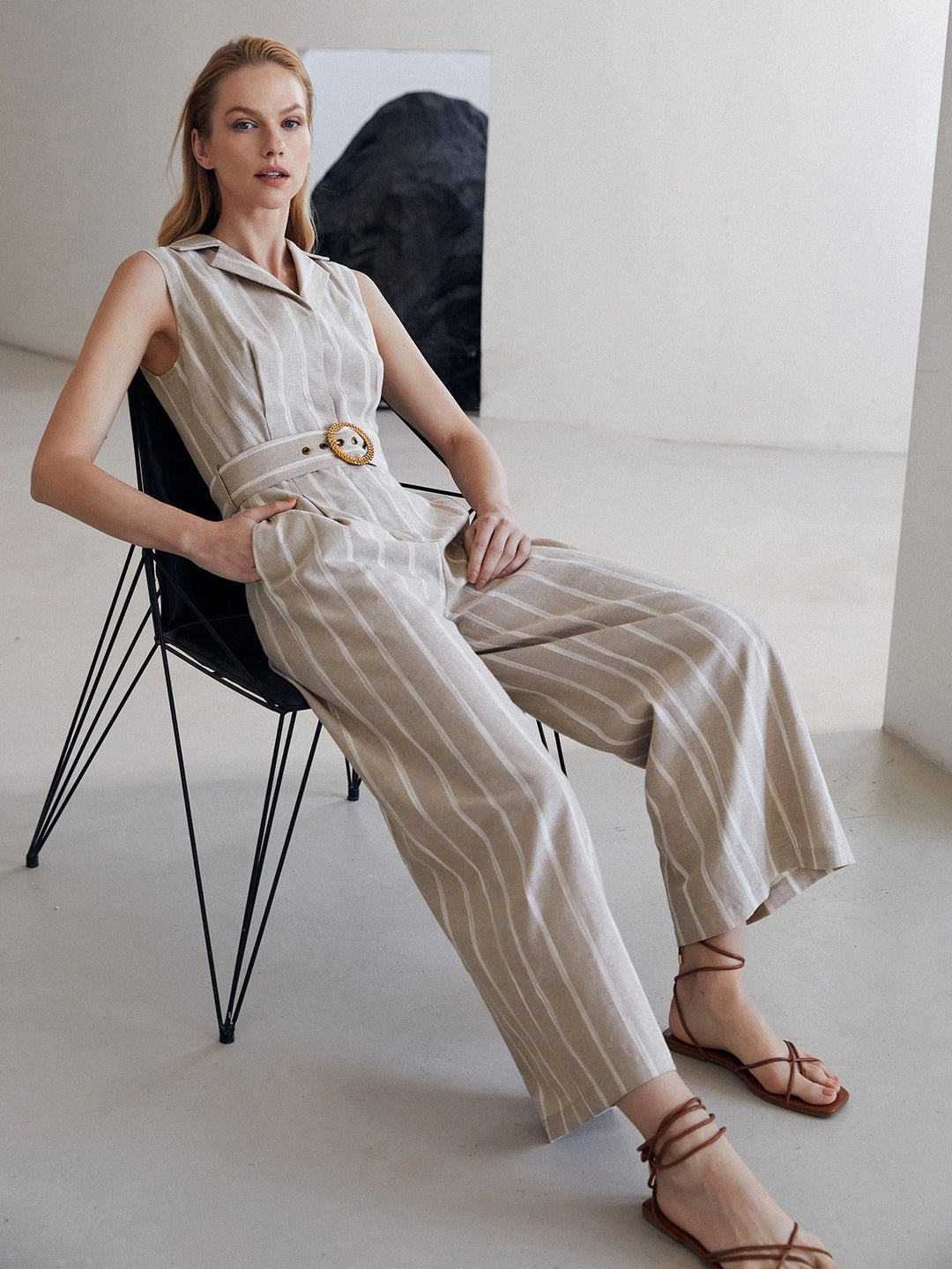 Sleeveless Belted Jumpsuit
