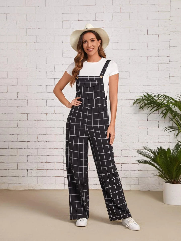 Flap Pocket Grid Overalls