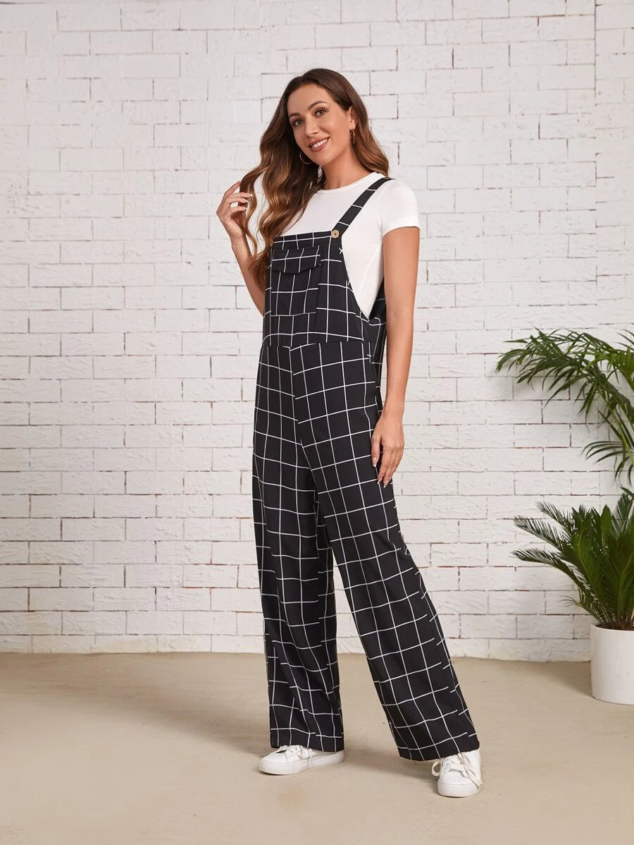 Flap Pocket Grid Overalls