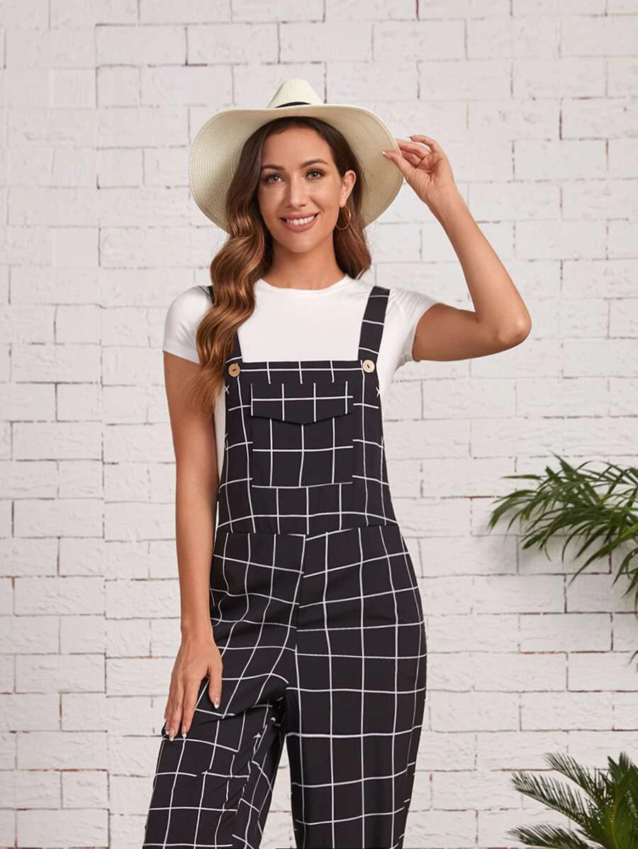 Flap Pocket Grid Overalls