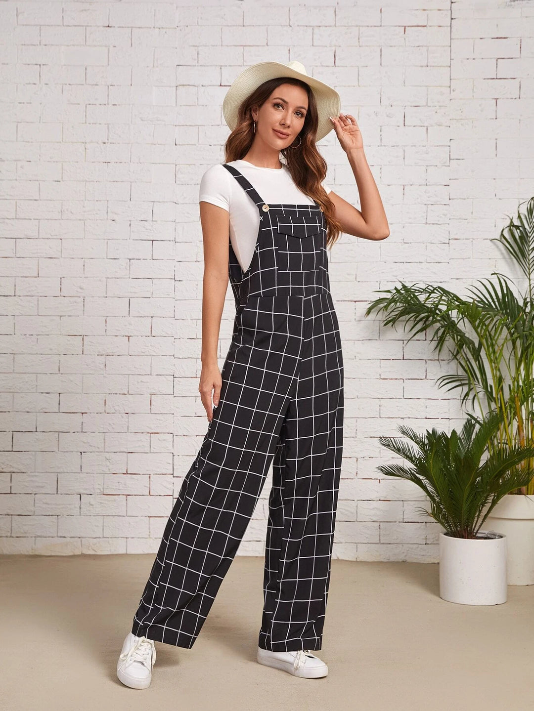 Flap Pocket Grid Overalls