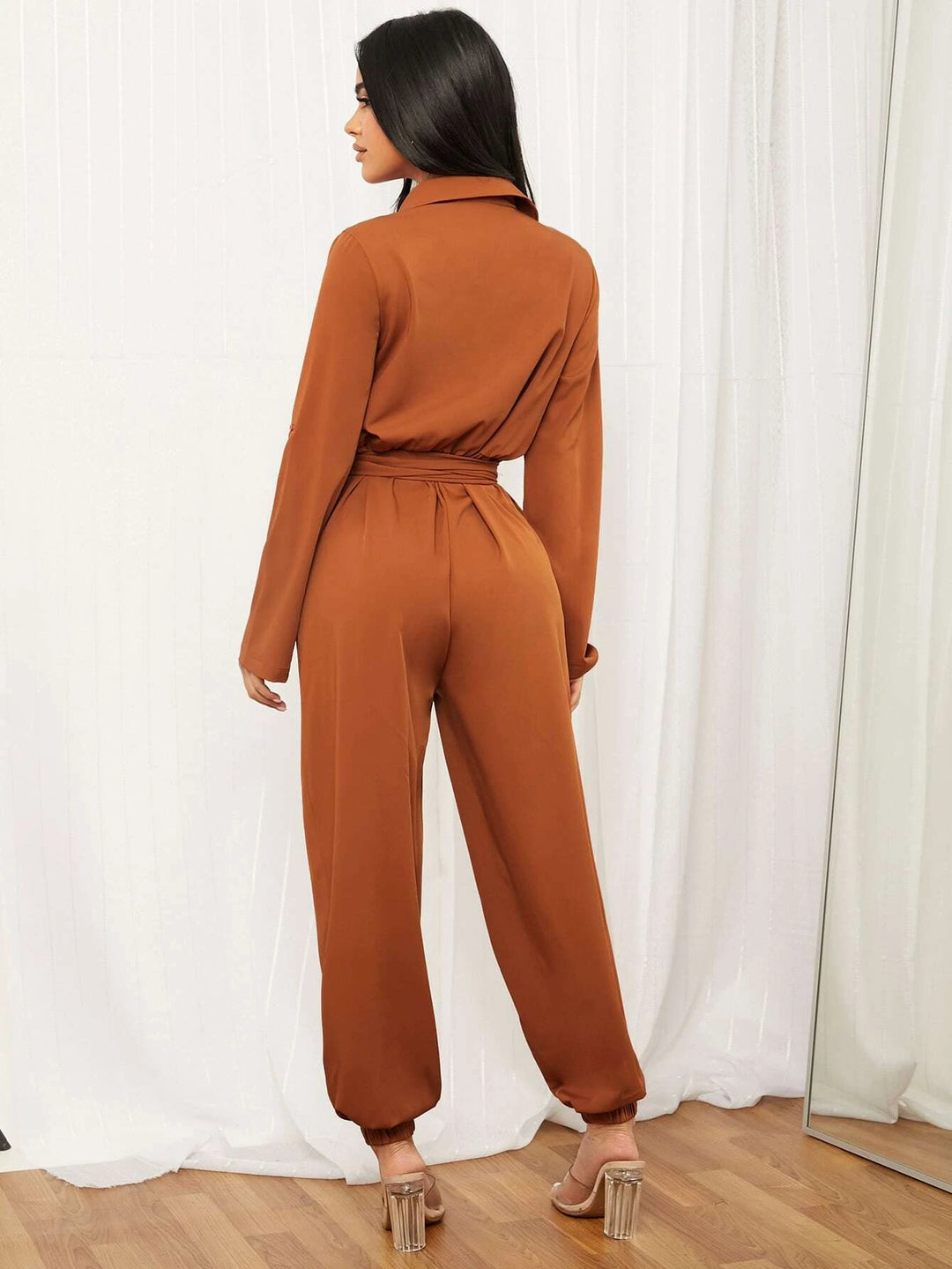 Rolled Tab Sleeve Shirt Jumpsuit