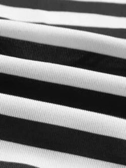 Striped Print Drawstring Waist Romper