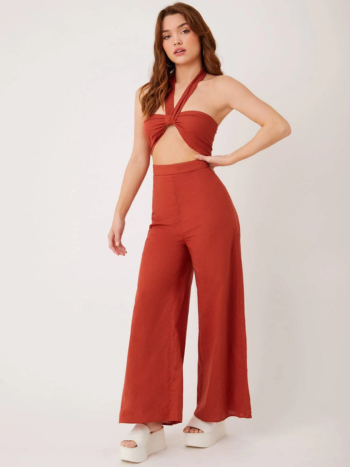 Tie Halter Loose Jumpsuit