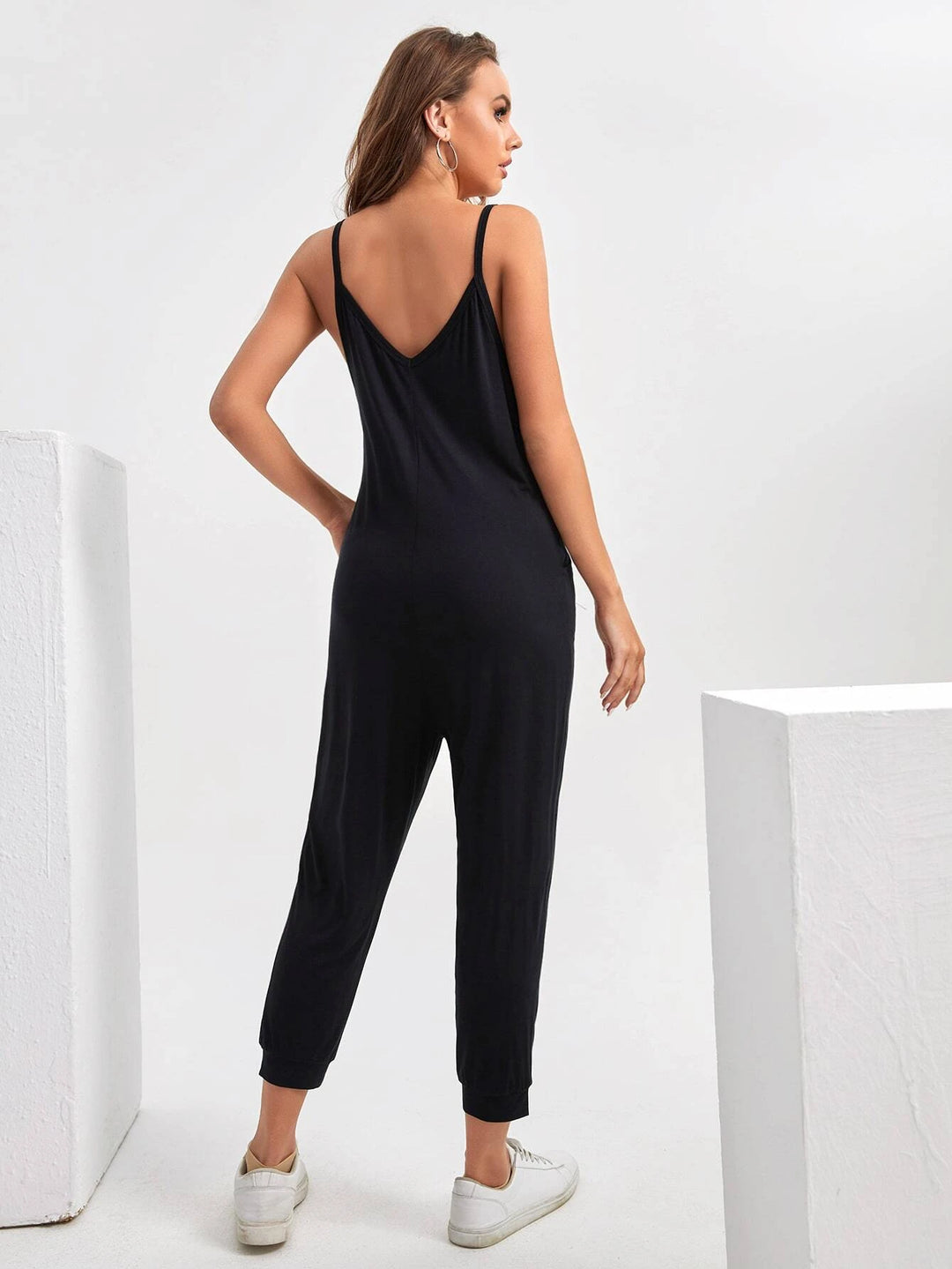 Tall Solid Crop Cami Jumpsuit