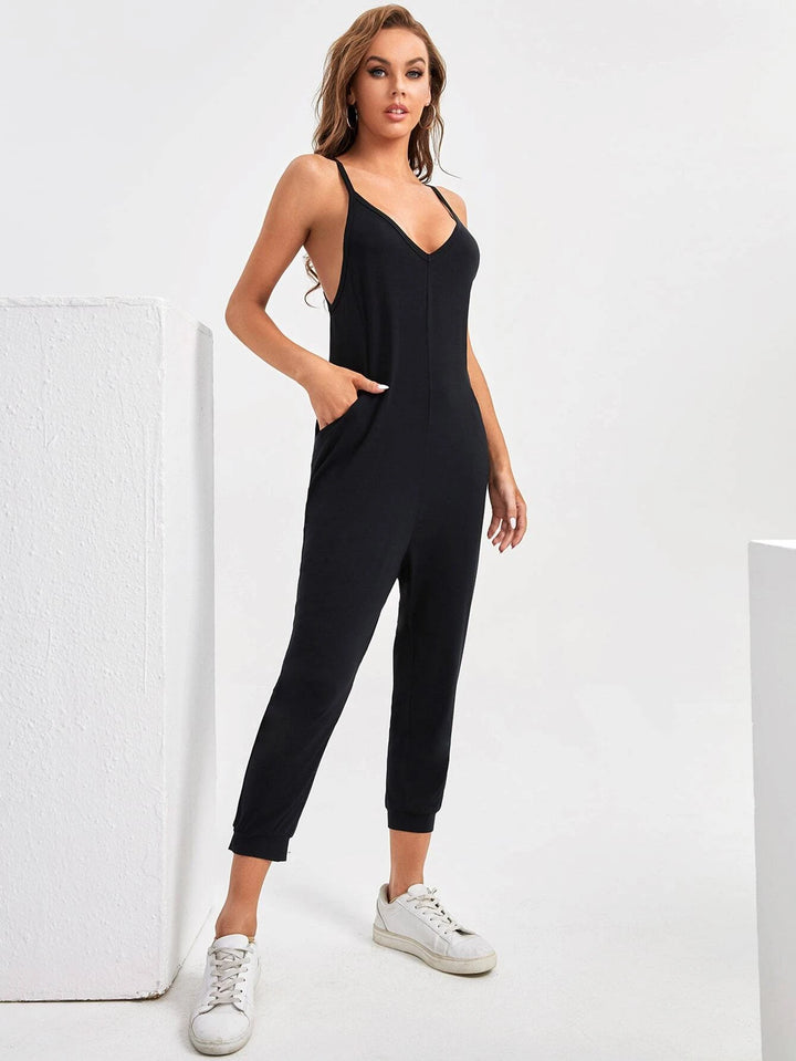 Tall Solid Crop Cami Jumpsuit