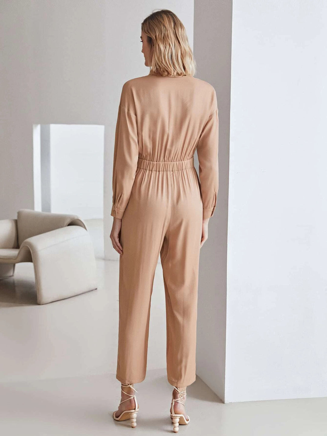 Plain Long Sleeve Jumpsuit