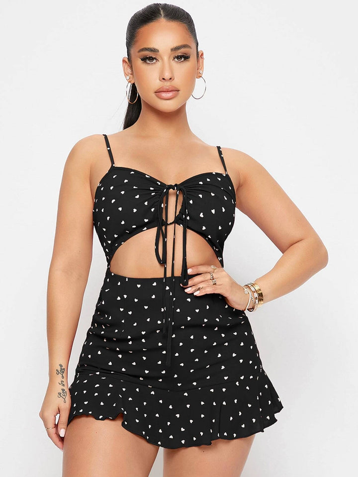 Printed Tie Front Short Romper