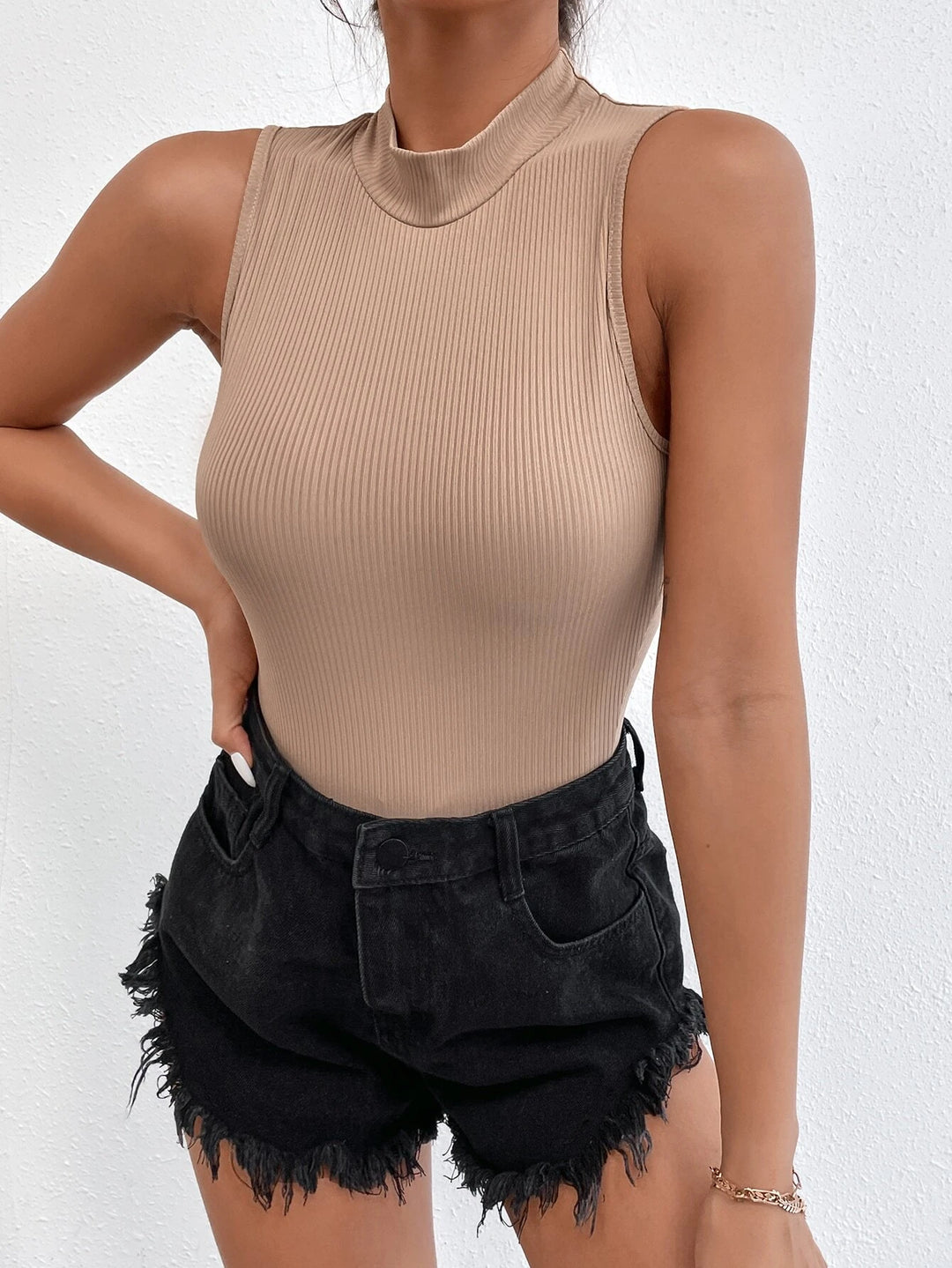 Solid Colored Mock Neck Bodysuit