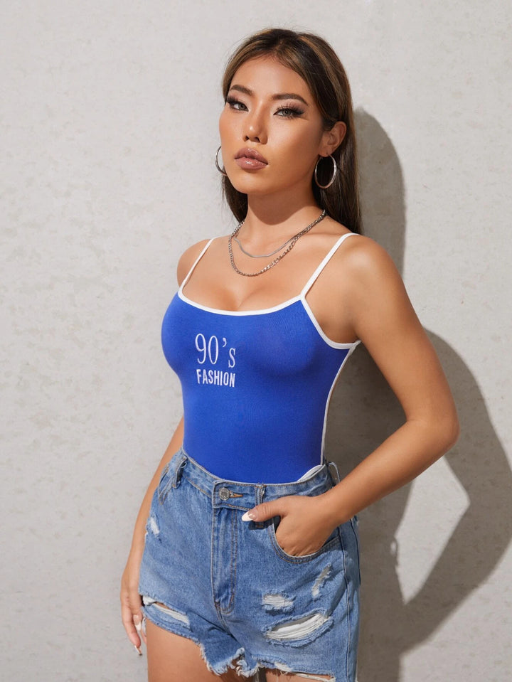 Letter Graphic Contrast Cami Bodysuit