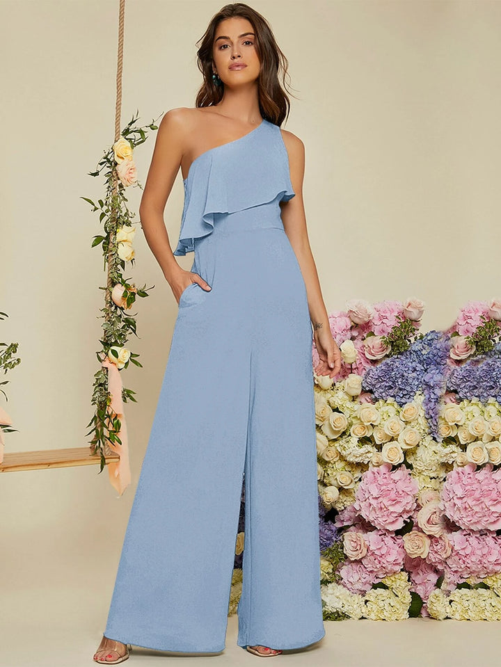 Ruffle Trim Wide Length Jumpsuit