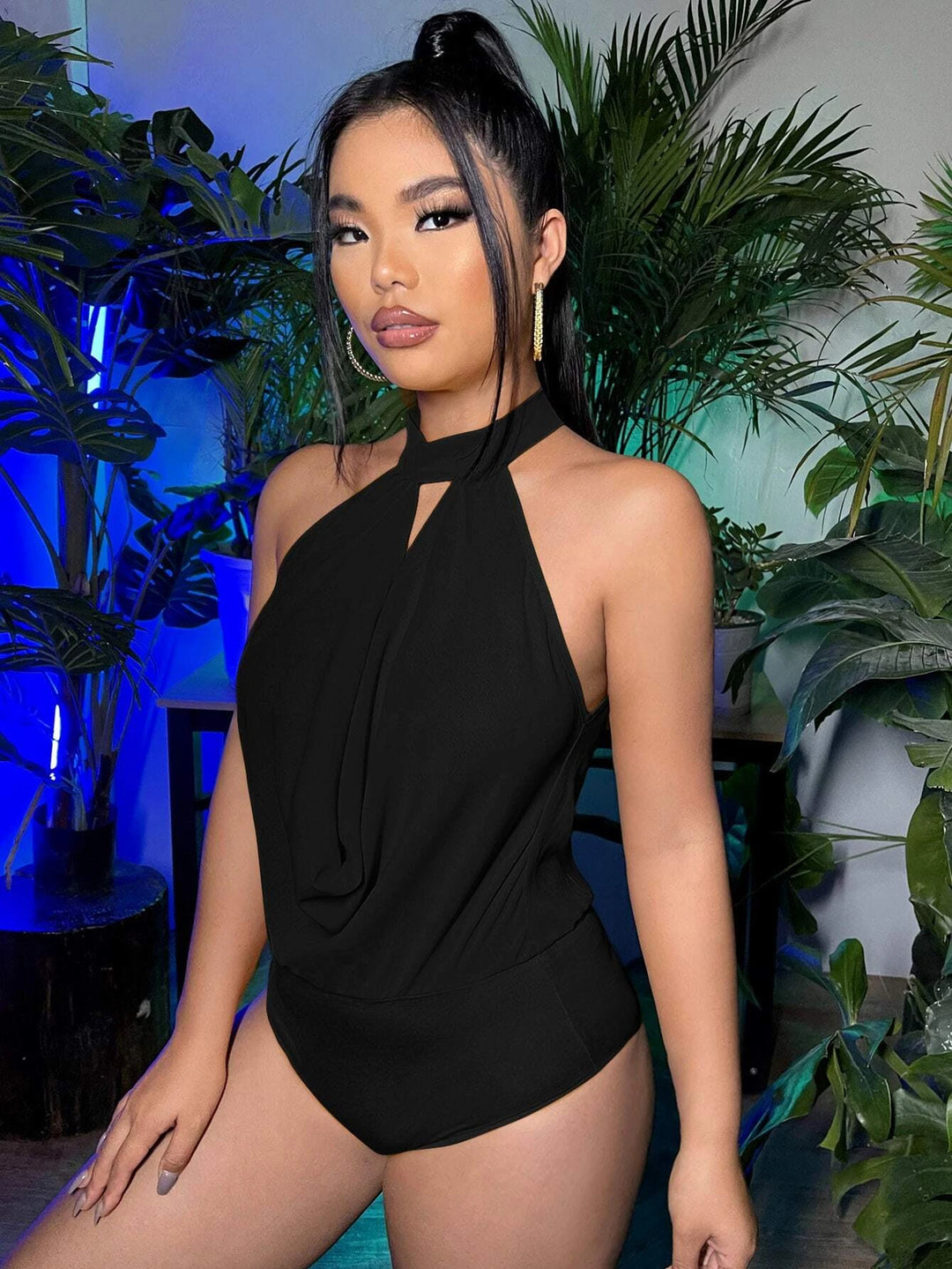 Draped Tie Back Bodysuit