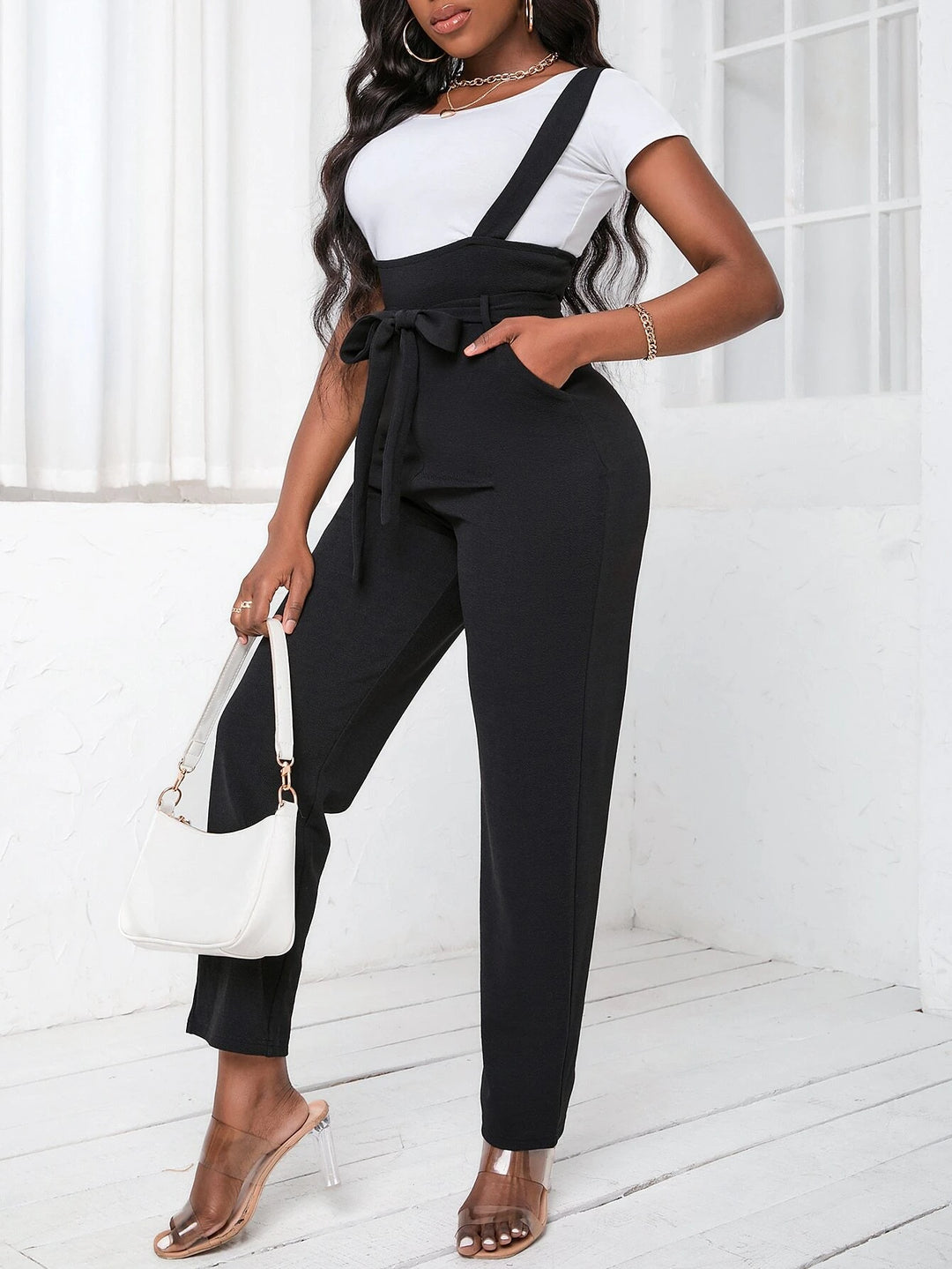 Belted Sleeveless Jumpsuit