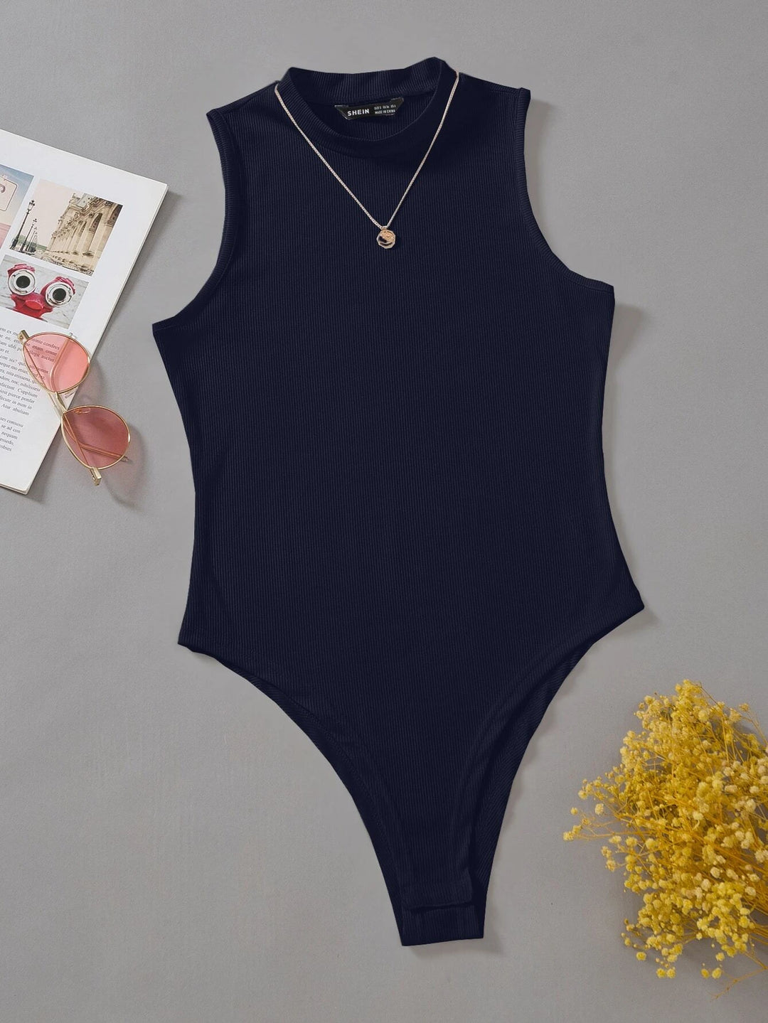 Solid Mock Neck Slim Fit Bodysuit