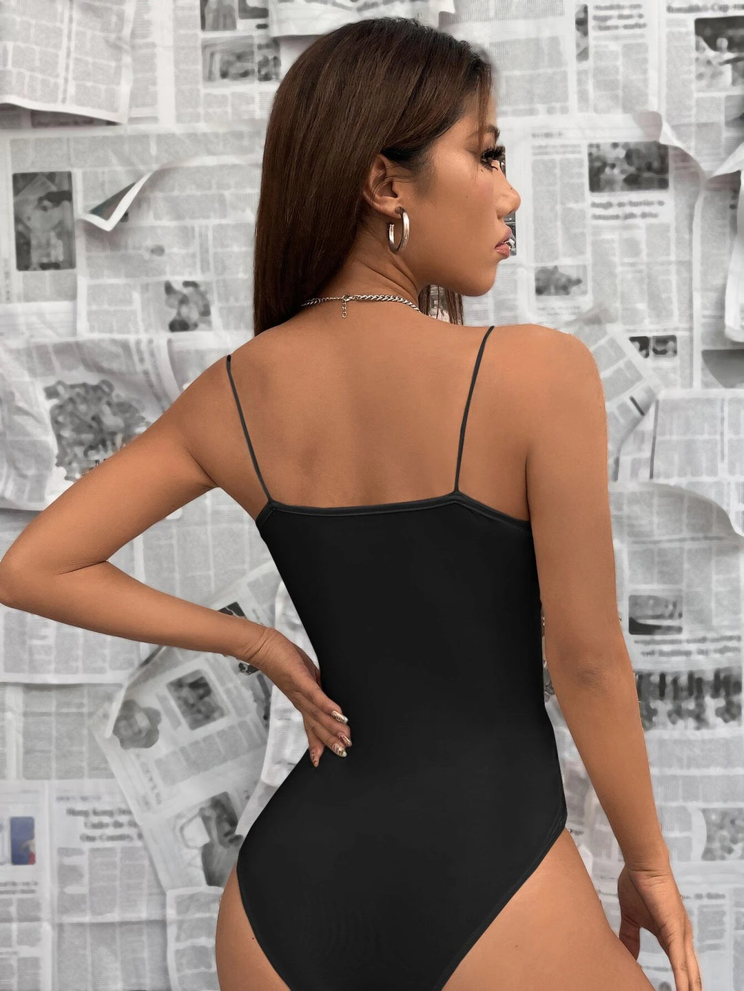 Solid Plunging Neck Bodysuit