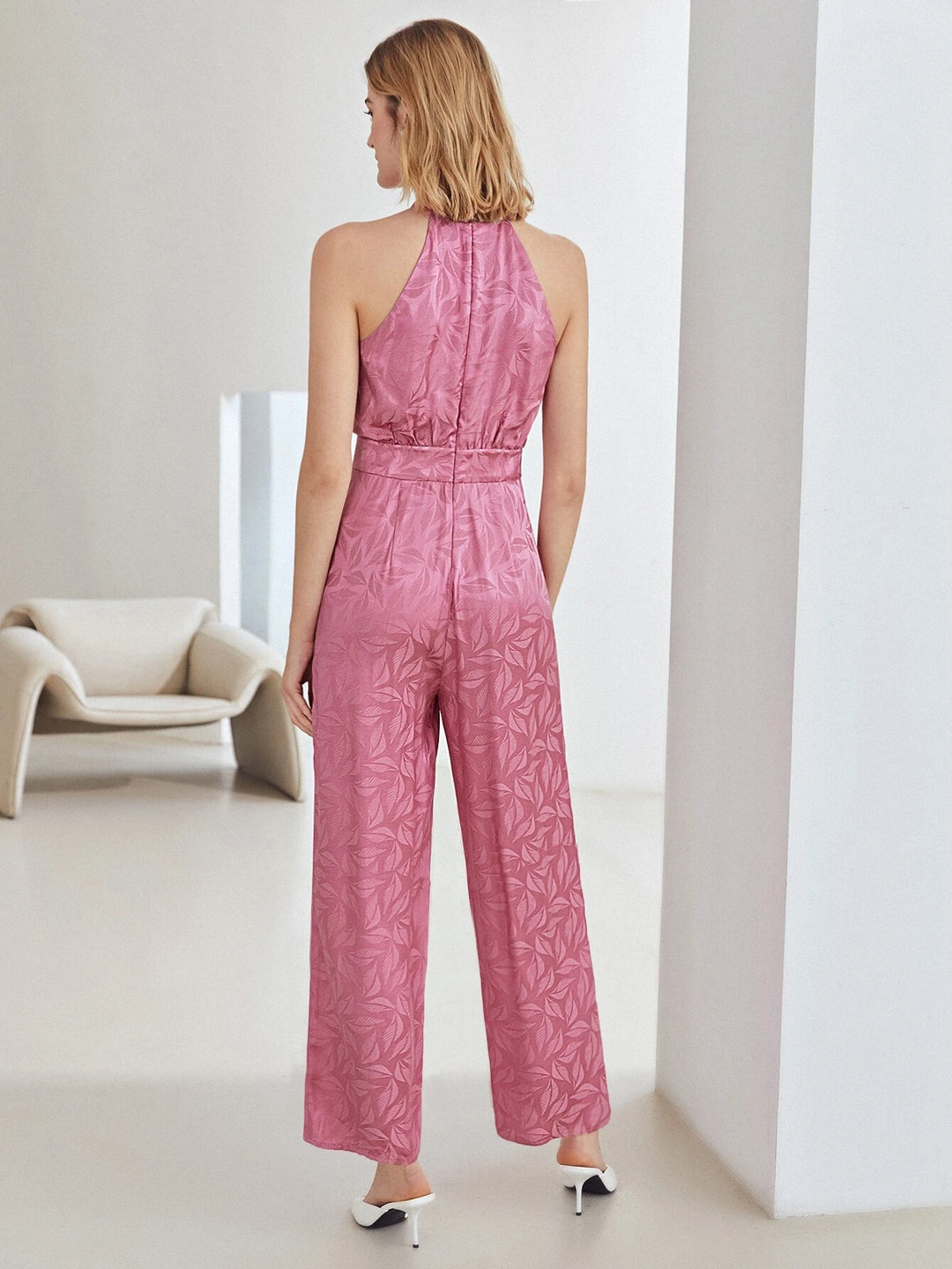 Jacquard Halter Neck Jumpsuit