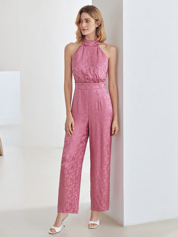 Jacquard Halter Neck Jumpsuit