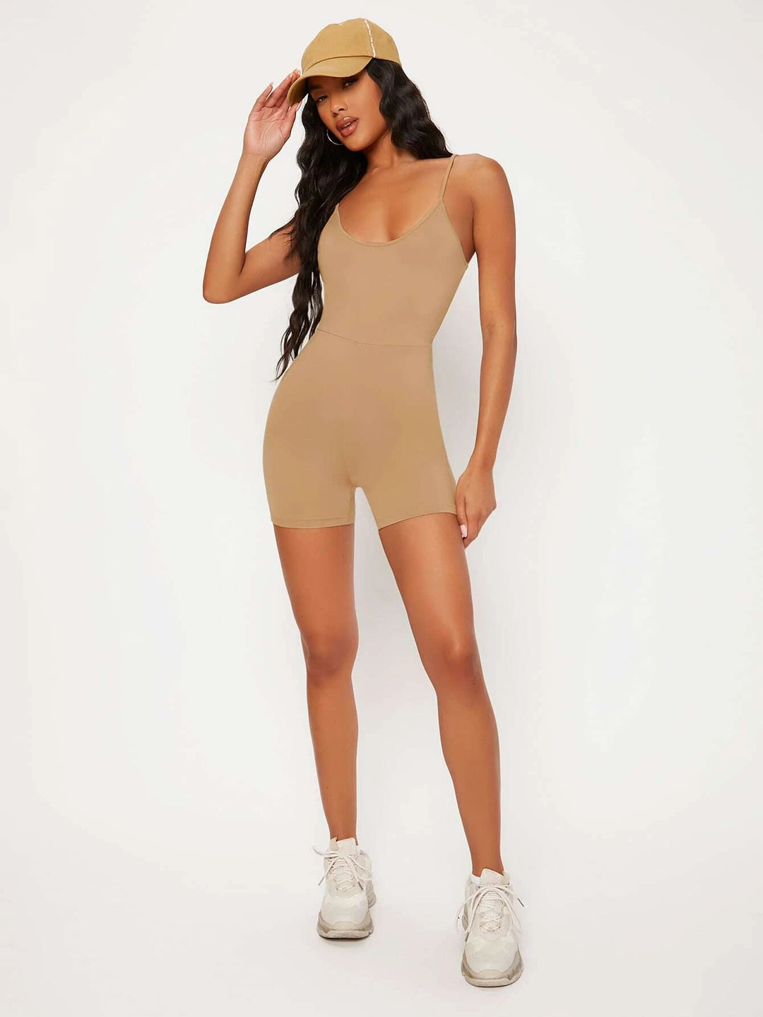 Solid Colored Cami Unitard Romper