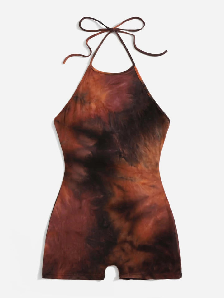 Tie Dye Knot Backless Unitard