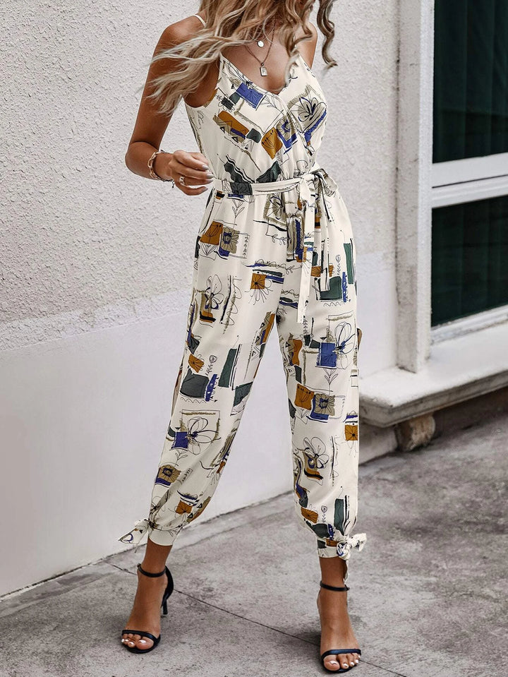 Split Knot Hem Belted Cami Jumpsuit