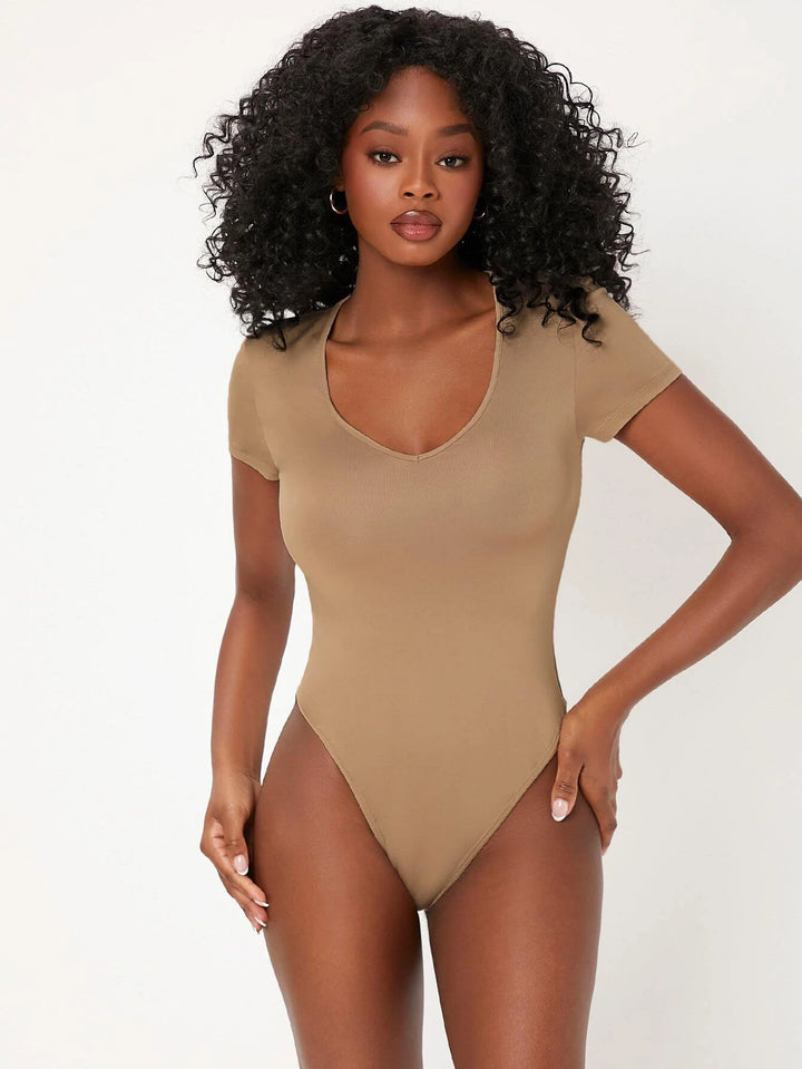 Casual V-Neck Bodysuit