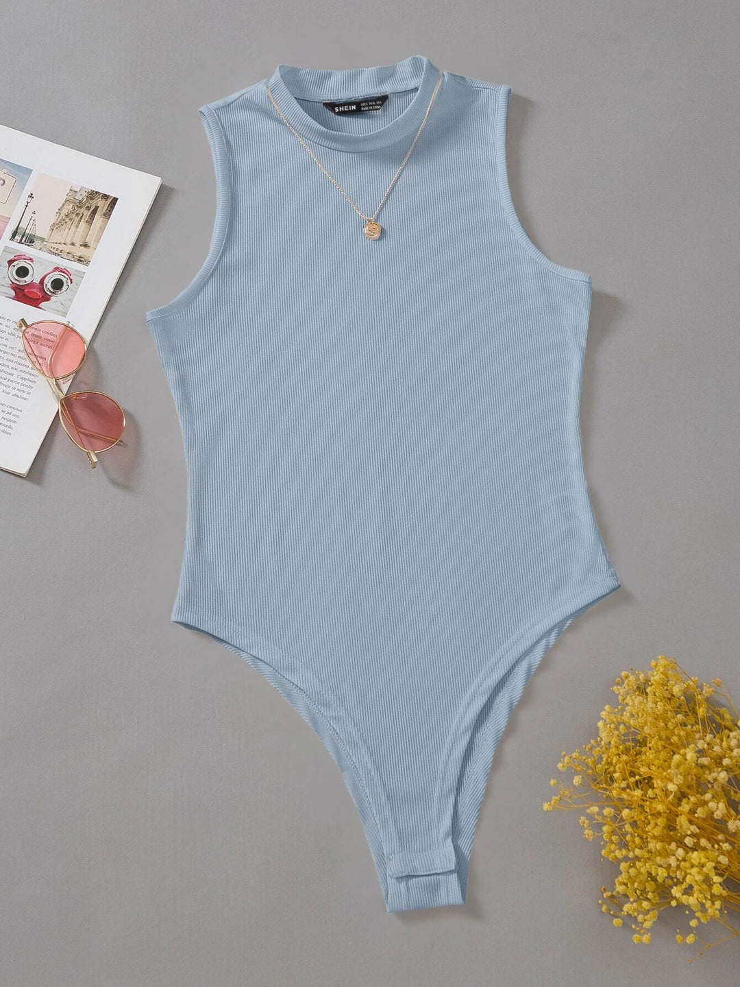 Solid Mock Neck Slim Fit Bodysuit