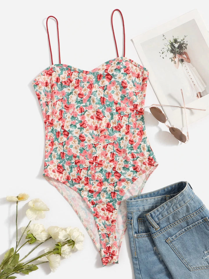 Ärmelloser Cami-Body mit Blumenmuster