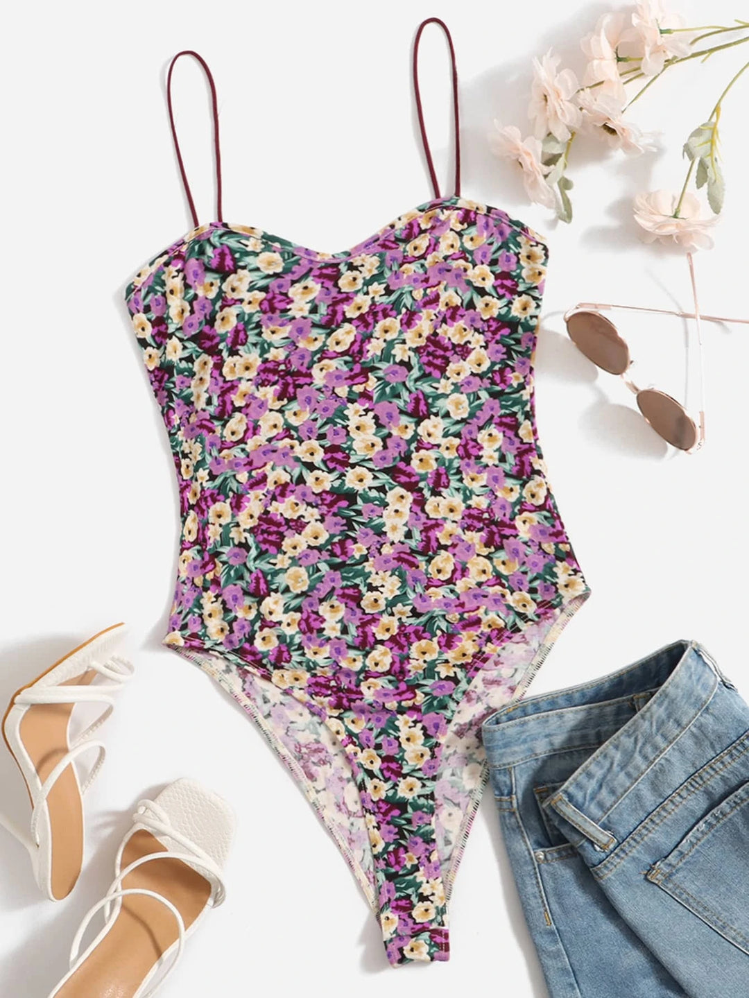 Floral Sleeveless Cami Bodysuit