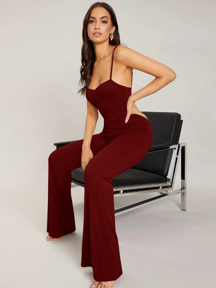 Solid Open Back Cami Jumpsuit