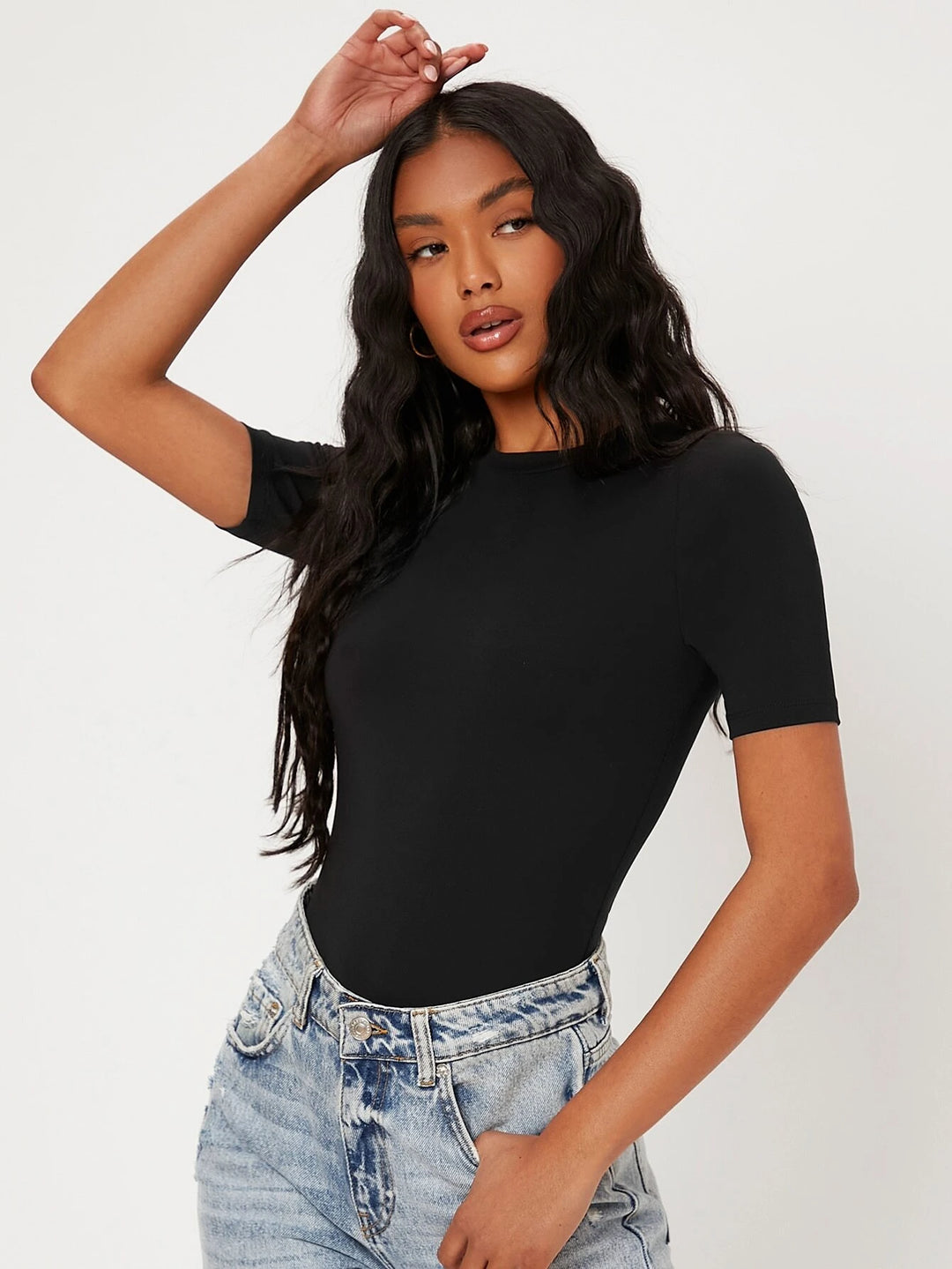 Solid Round Neck Bodysuit