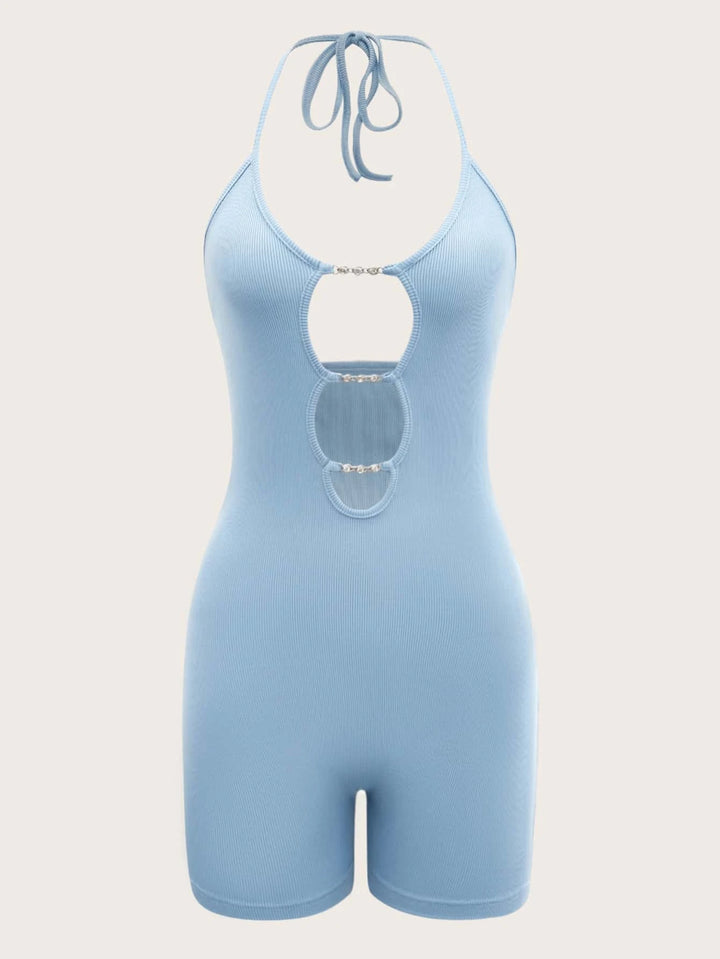 Barboteuse Unitard Halter à chaîne découpée